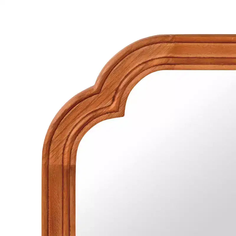 Specchio da parete angolare arrotondato marrone / naturale / noce, singolo, 20x30 in