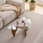 Mid-Century Modern Farmhouse Coffee Table, Brown Wood Center Table for Living Room