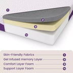 Materasso in memory foam con gel da 10 pollici, carbone di bambù, Singolo/Piazza e Mezza/Matrimoniale