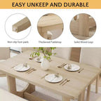 Set da pranzo beige da 6 pezzi, base a cavalletto, 6 posti