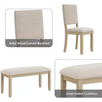 Set da pranzo beige da 6 pezzi, base a cavalletto, 6 posti