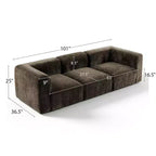 Divano modulare in ciniglia beige / cioccolato / verde, 3 posti