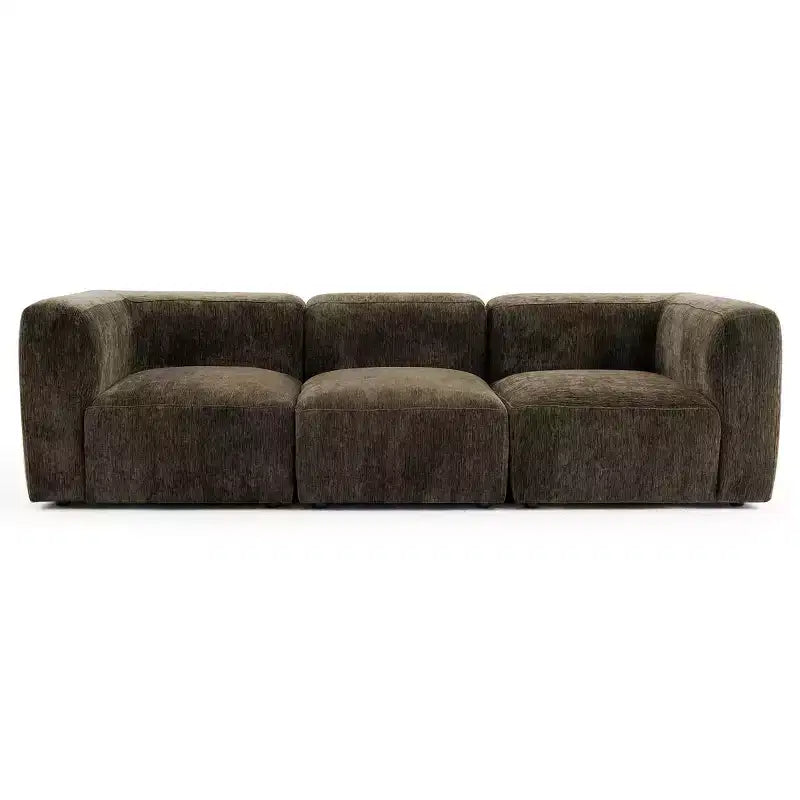 Divano modulare in ciniglia beige / cioccolato / verde, 3 posti
