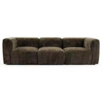 Divano modulare in ciniglia beige / cioccolato / verde, 3 posti
