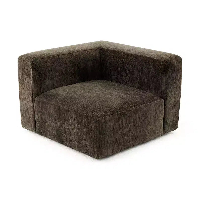 Divano modulare in ciniglia beige / cioccolato / verde, 3 posti