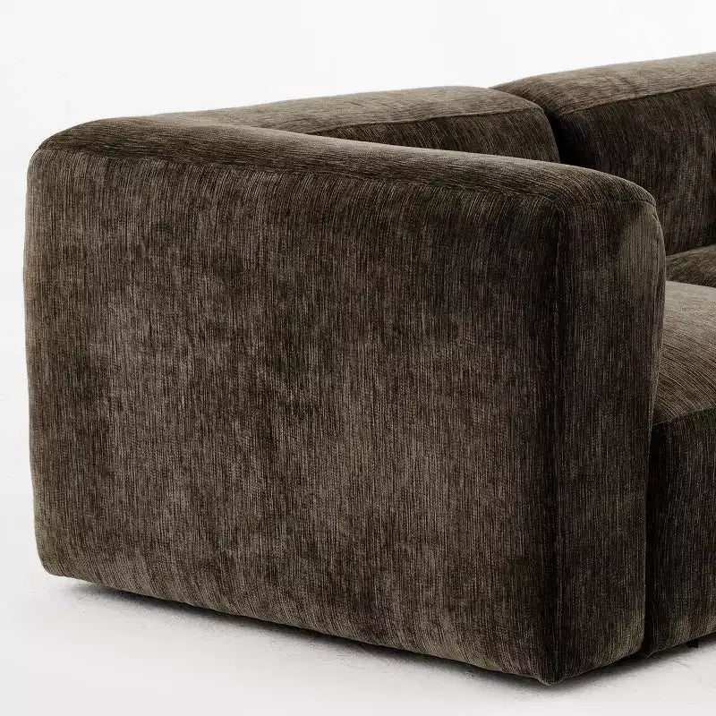 Divano modulare in ciniglia beige / cioccolato / verde, 3 posti