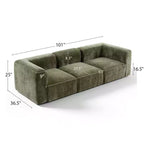 Divano modulare in ciniglia beige / cioccolato / verde, 3 posti