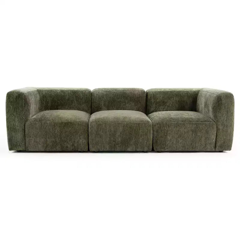 Divano modulare in ciniglia beige / cioccolato / verde, 3 posti