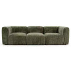 Divano modulare in ciniglia beige / cioccolato / verde, 3 posti