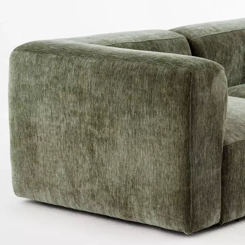 Divano modulare in ciniglia beige / cioccolato / verde, 3 posti