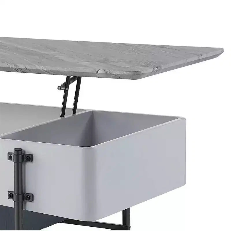 Tavolino da Caffè Bianco/Grigio, Sollevabile, 1 Pezzo