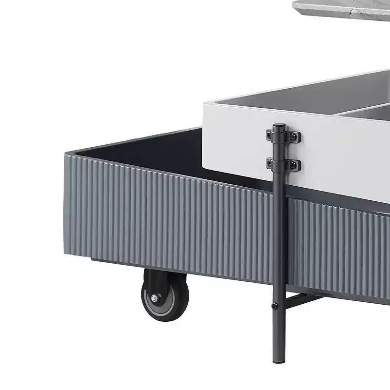 Tavolino da Caffè Bianco/Grigio, Sollevabile, 1 Pezzo