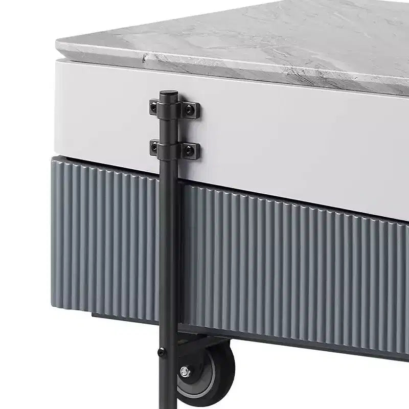 Tavolino da Caffè Bianco/Grigio, Sollevabile, 1 Pezzo