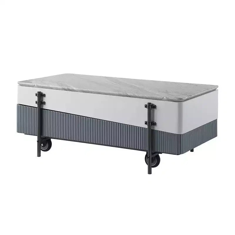 Tavolino da Caffè Bianco/Grigio, Sollevabile, 1 Pezzo