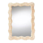 Specchio da parete decorativo in rattan naturale smerlato – 1 pezzo