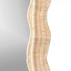 Specchio da parete decorativo in rattan naturale smerlato – 1 pezzo