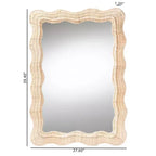 Specchio da parete decorativo in rattan naturale smerlato – 1 pezzo