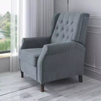 Poltrona reclinabile push-back in lino grigio chiaro, con seduta singola