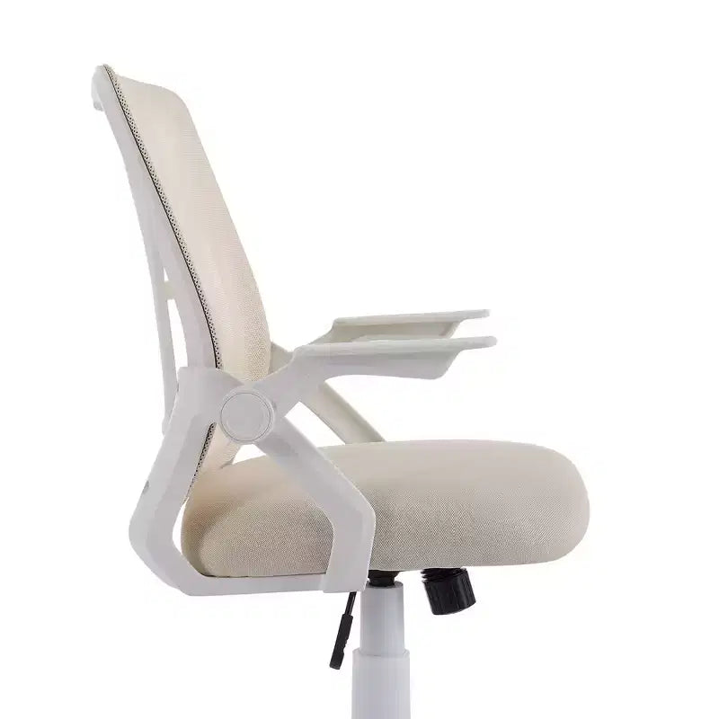 Sedia da ufficio girevole a schienale medio beige/nero/grigio/rosa con braccioli regolabili e supporto lombare in rete, sedile singolo