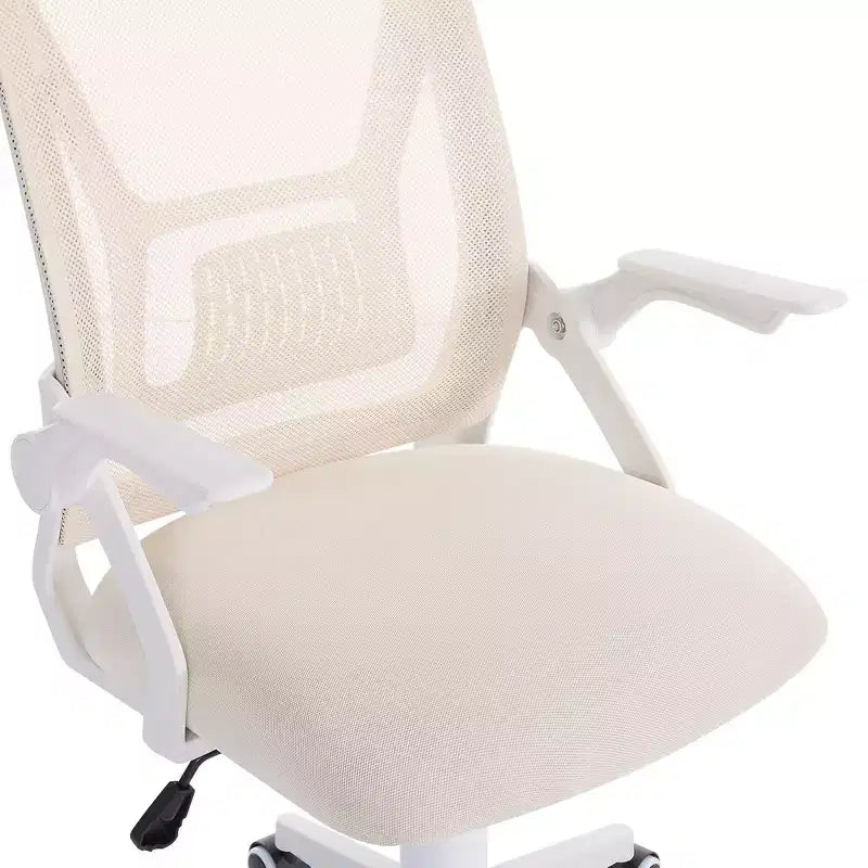 Sedia da ufficio girevole a schienale medio beige/nero/grigio/rosa con braccioli regolabili e supporto lombare in rete, sedile singolo