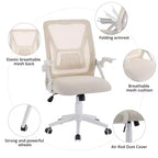 Sedia da ufficio girevole a schienale medio beige/nero/grigio/rosa con braccioli regolabili e supporto lombare in rete, sedile singolo