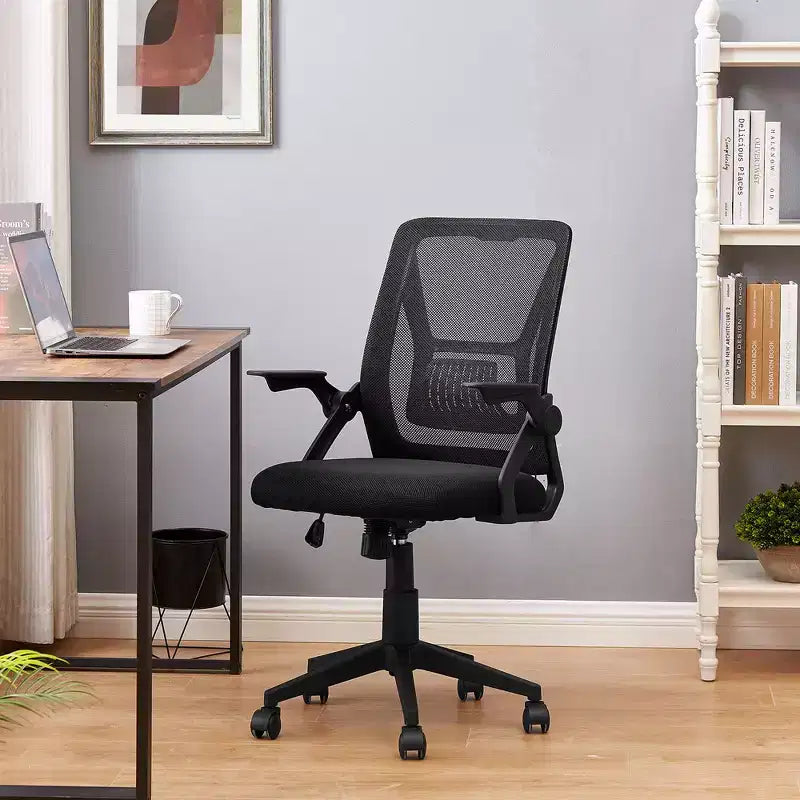 Sedia da ufficio girevole a schienale medio beige/nero/grigio/rosa con braccioli regolabili e supporto lombare in rete, sedile singolo