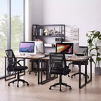 Sedia da ufficio girevole a schienale medio beige/nero/grigio/rosa con braccioli regolabili e supporto lombare in rete, sedile singolo