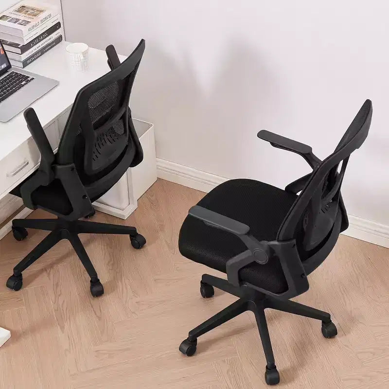 Sedia da ufficio girevole a schienale medio beige/nero/grigio/rosa con braccioli regolabili e supporto lombare in rete, sedile singolo