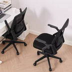 Sedia da ufficio girevole a schienale medio beige/nero/grigio/rosa con braccioli regolabili e supporto lombare in rete, sedile singolo