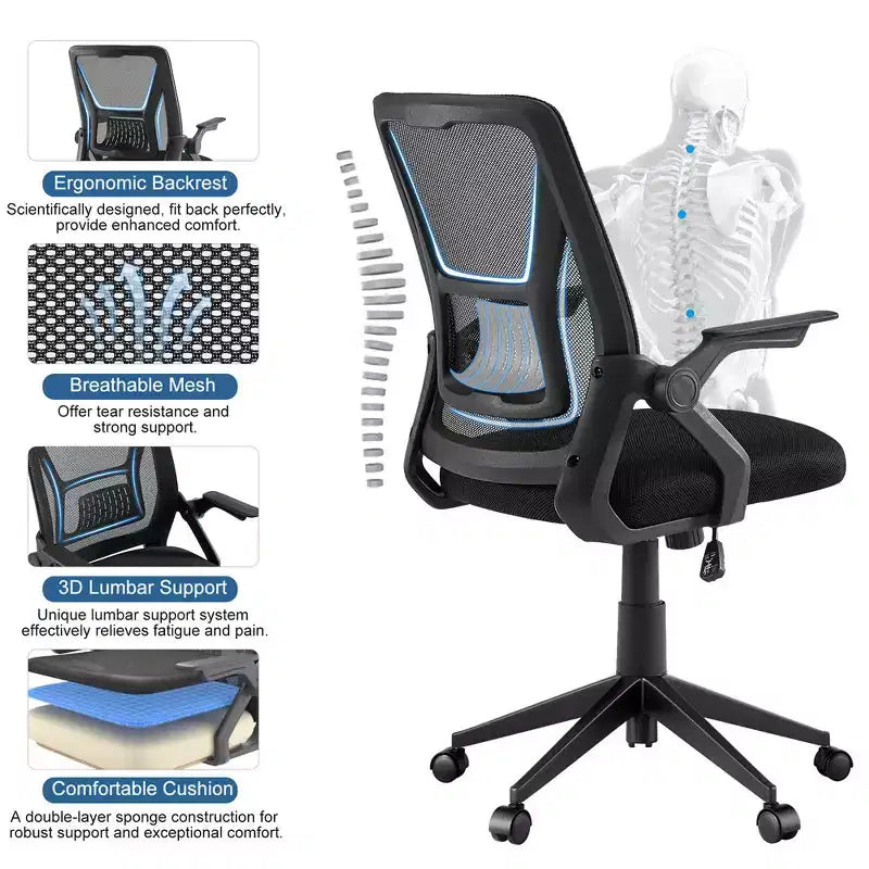 Sedia da ufficio girevole a schienale medio beige/nero/grigio/rosa con braccioli regolabili e supporto lombare in rete, sedile singolo