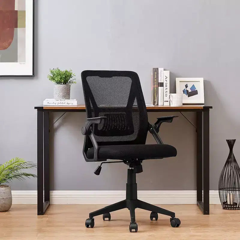Sedia da ufficio girevole a schienale medio beige/nero/grigio/rosa con braccioli regolabili e supporto lombare in rete, sedile singolo