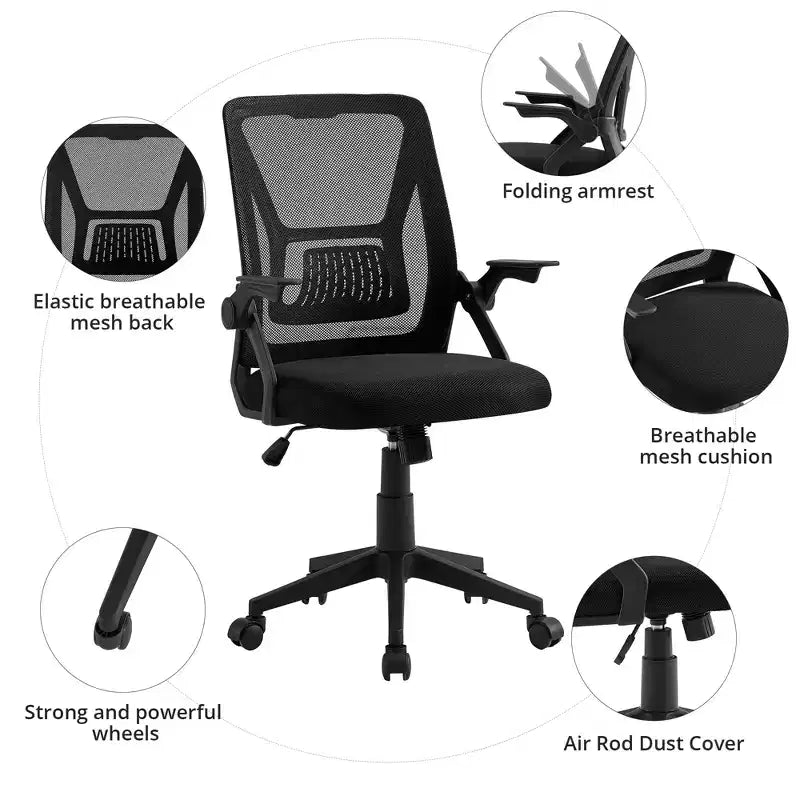 Sedia da ufficio girevole a schienale medio beige/nero/grigio/rosa con braccioli regolabili e supporto lombare in rete, sedile singolo