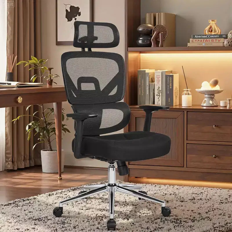 Sedia da ufficio girevole a schienale medio beige/nero/grigio/rosa con braccioli regolabili e supporto lombare in rete, sedile singolo