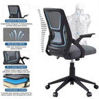 Sedia da ufficio girevole a schienale medio beige/nero/grigio/rosa con braccioli regolabili e supporto lombare in rete, sedile singolo