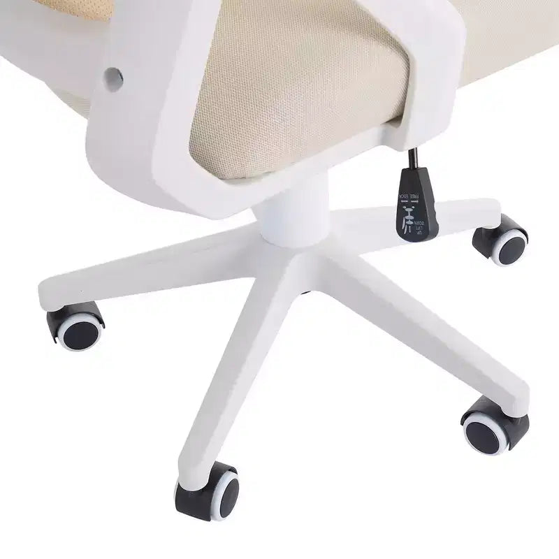 Sedia da ufficio girevole a schienale medio beige/nero/grigio/rosa con braccioli regolabili e supporto lombare in rete, sedile singolo