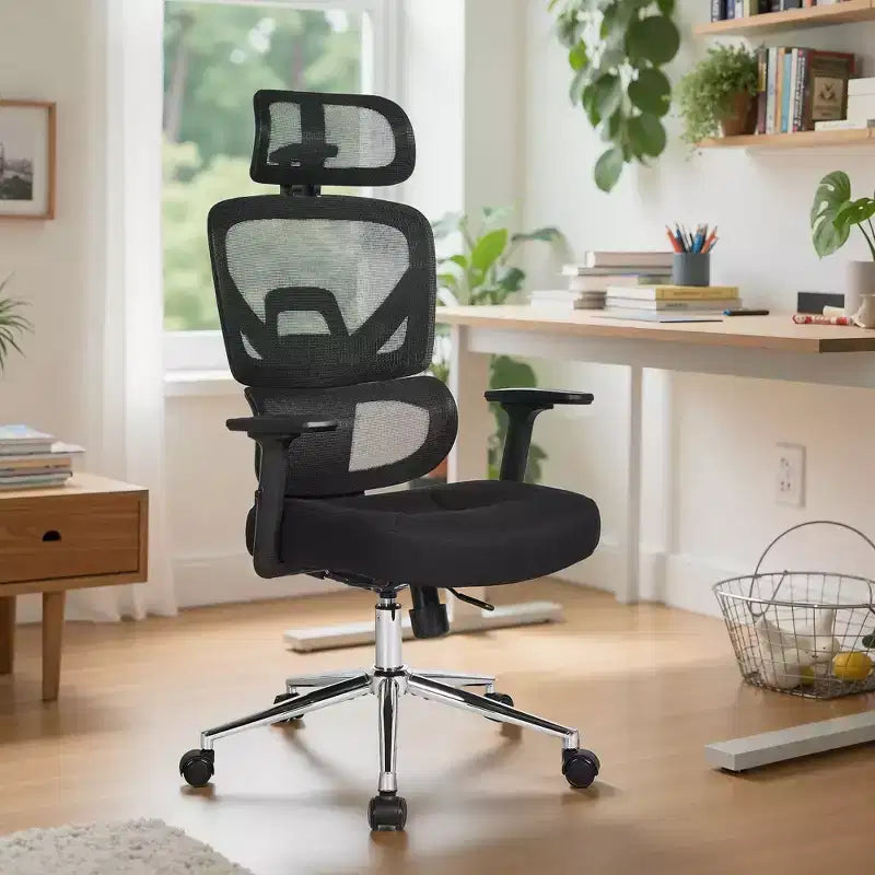 Sedia da ufficio girevole a schienale medio beige/nero/grigio/rosa con braccioli regolabili e supporto lombare in rete, sedile singolo