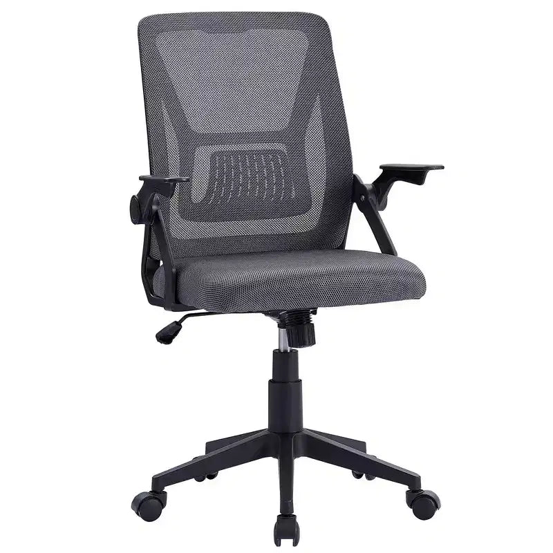 Sedia da ufficio girevole a schienale medio beige/nero/grigio/rosa con braccioli regolabili e supporto lombare in rete, sedile singolo