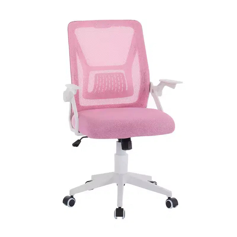 Sedia da ufficio girevole a schienale medio beige/nero/grigio/rosa con braccioli regolabili e supporto lombare in rete, sedile singolo