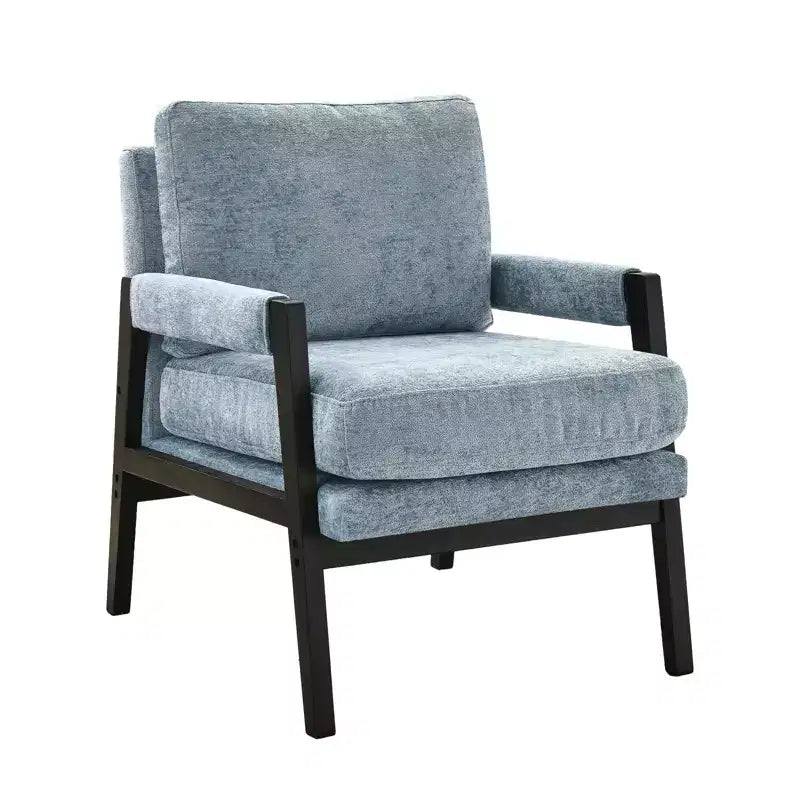 Poltrona accentuata imbottita in ciniglia Kelly di Roundhill Furniture, stile moderno metà secolo