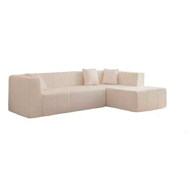 Divano a sezione a L modulare da terra 105.5W, divano comodo trapuntato con seduta profonda e chaise longue per soggiorno - ModernLuxe