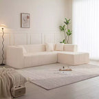 Divano a sezione a L modulare da terra 105.5W, divano comodo trapuntato con seduta profonda e chaise longue per soggiorno - ModernLuxe