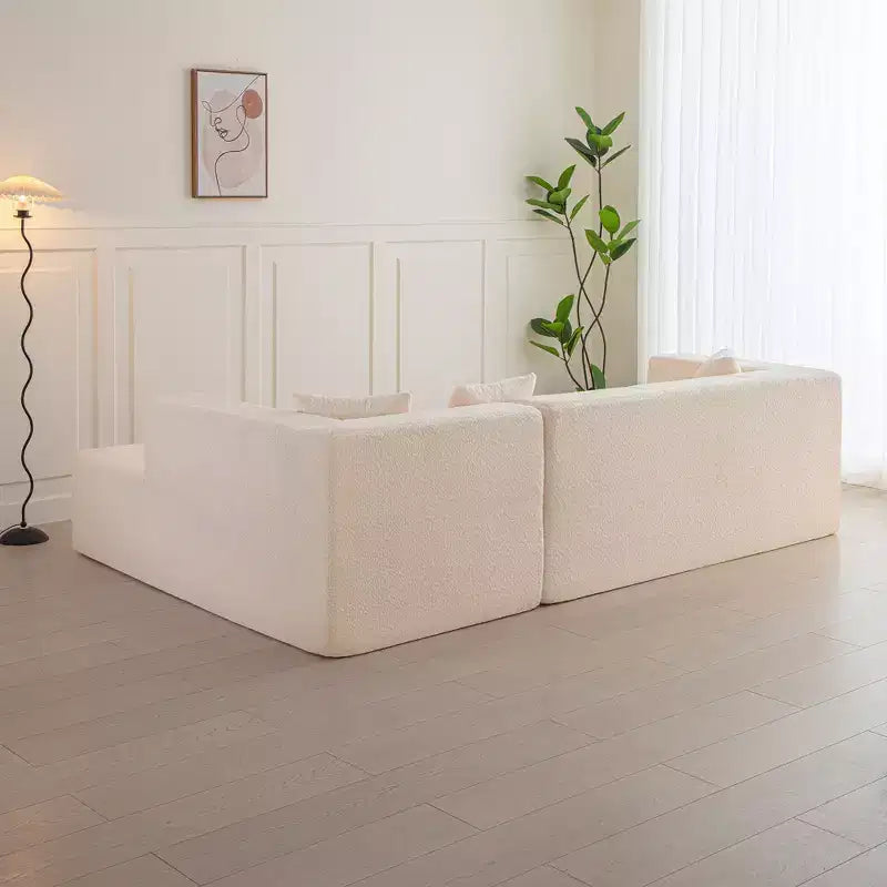 Divano a sezione a L modulare da terra 105.5W, divano comodo trapuntato con seduta profonda e chaise longue per soggiorno - ModernLuxe