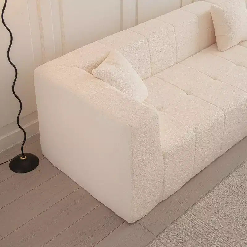 Divano a sezione a L modulare da terra 105.5W, divano comodo trapuntato con seduta profonda e chaise longue per soggiorno - ModernLuxe