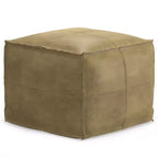Pouf quadrato in pelle, effetto invecchiato / marrone, 1 posto a sedere