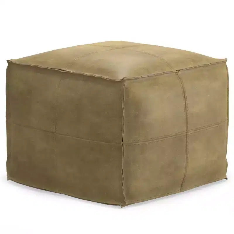 Pouf quadrato in pelle, effetto invecchiato / marrone, 1 posto a sedere