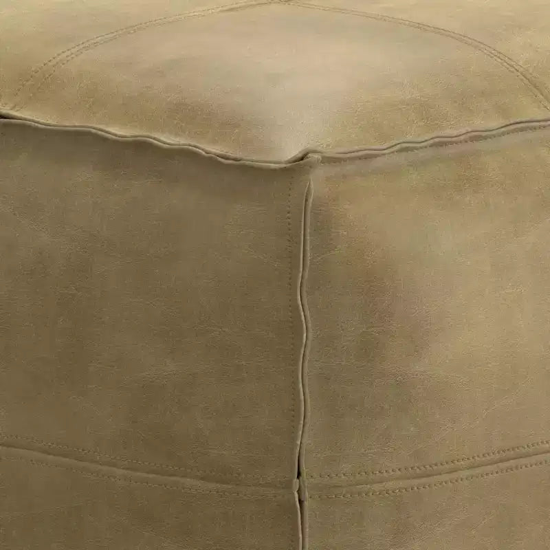 Pouf quadrato in pelle, effetto invecchiato / marrone, 1 posto a sedere