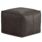 Pouf quadrato in pelle, effetto invecchiato / marrone, 1 posto a sedere