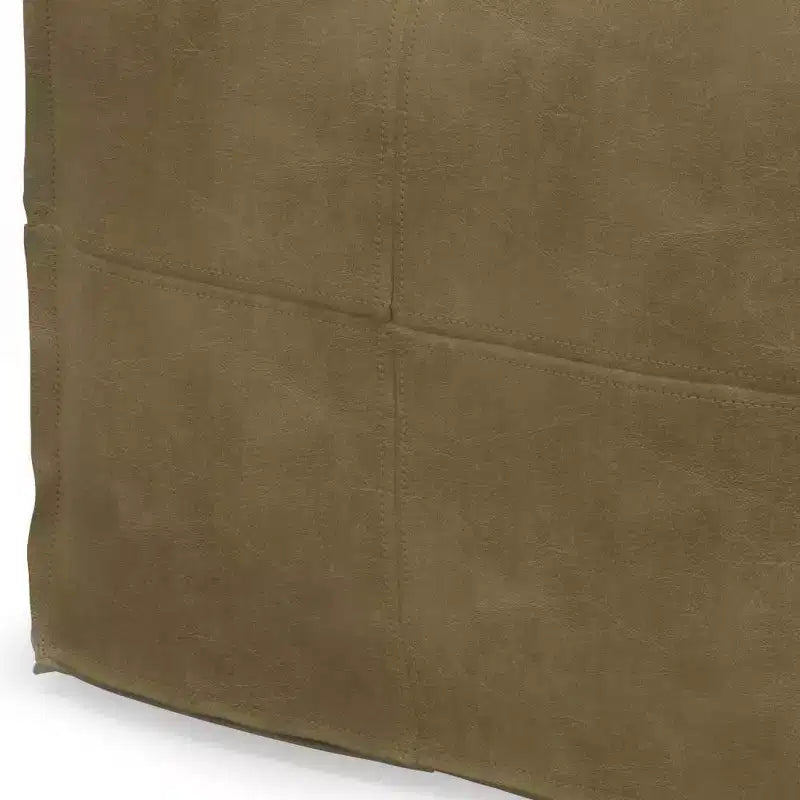 Pouf quadrato in pelle, effetto invecchiato / marrone, 1 posto a sedere