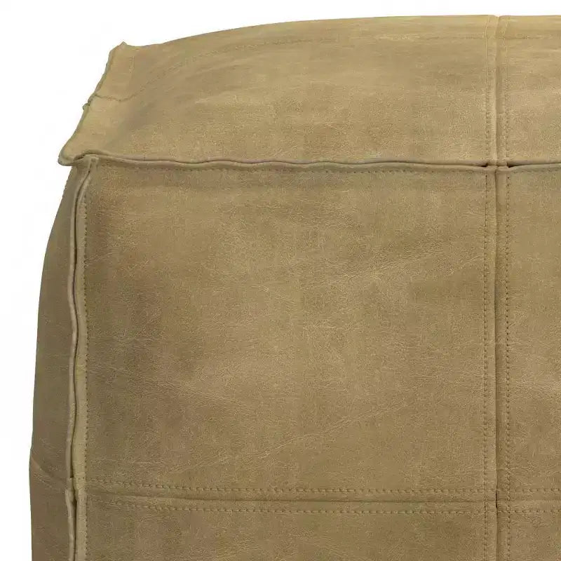 Pouf quadrato in pelle, effetto invecchiato / marrone, 1 posto a sedere