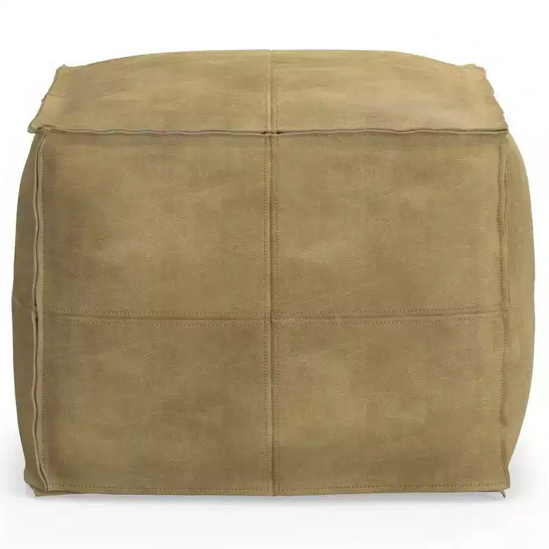 Pouf quadrato in pelle, effetto invecchiato / marrone, 1 posto a sedere